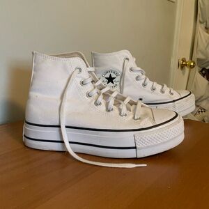 White high top platform converse